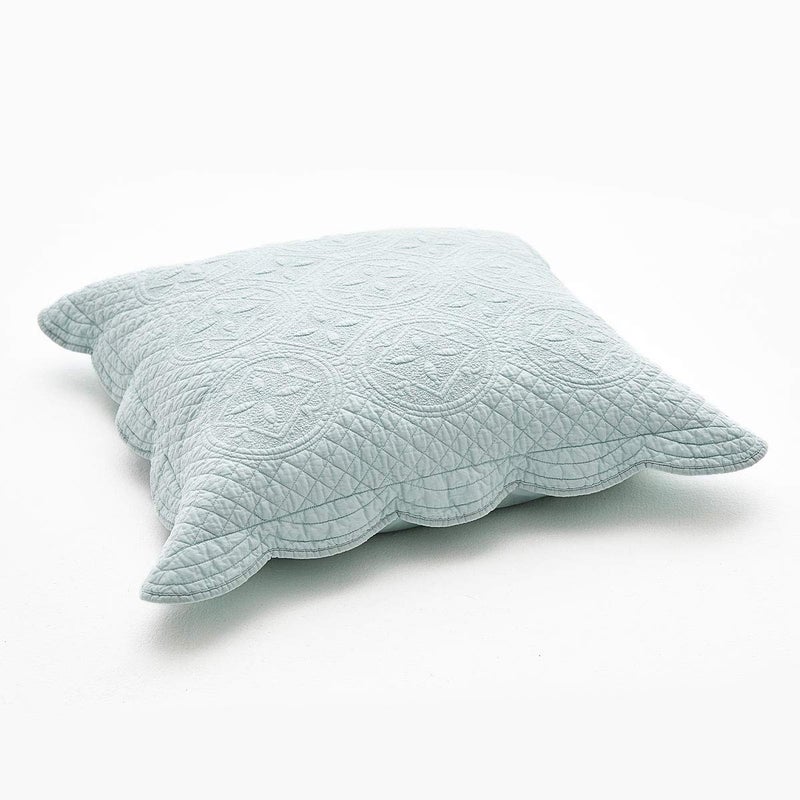Calla Angel Sage Garden Luxury Pure Cotton Quilted Pillow Sham, Euro, 26x26, Light Aqua - Image 2